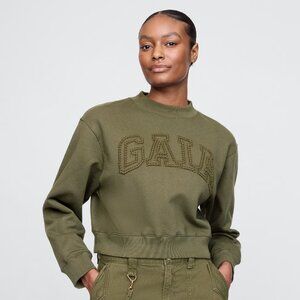 NWT Cult Gaia x Gap logo embroidered cropped relaxed boxy crewneck sweatshirt